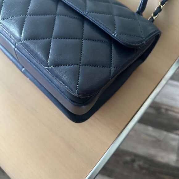 Authentic CHANEL Trendy Lambskin Quilted Small CC Dual Handle Flap Bag - Picture 11 of 12